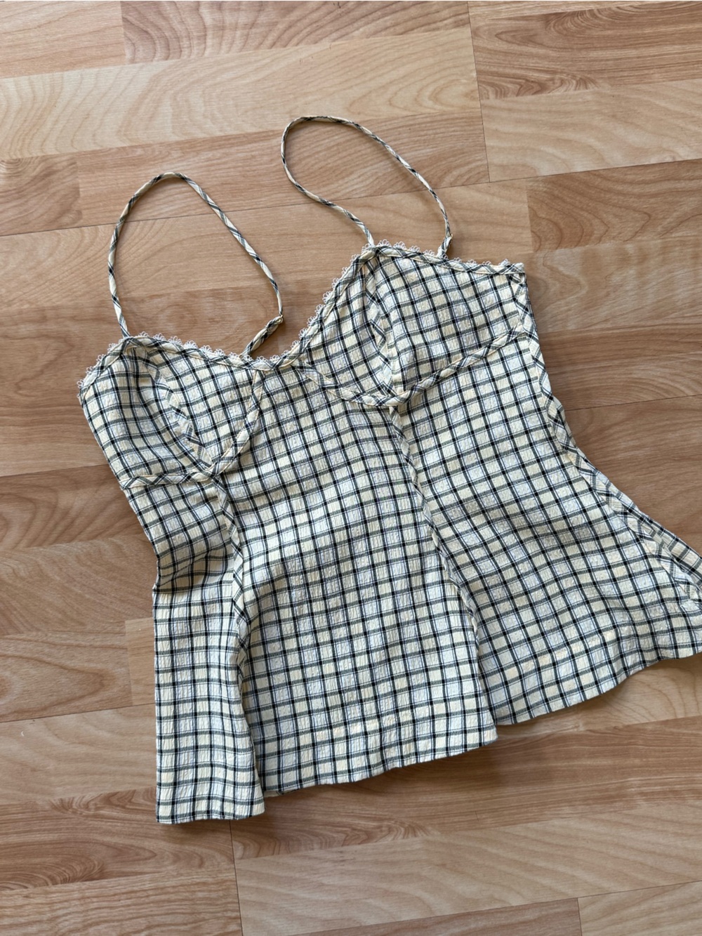 Zara Cream and Black Plaid top